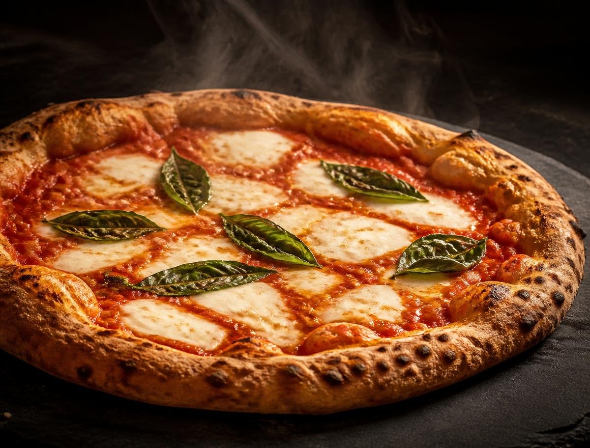 Pizza margherita italiana de 30 cm assada na máquina Fuocco